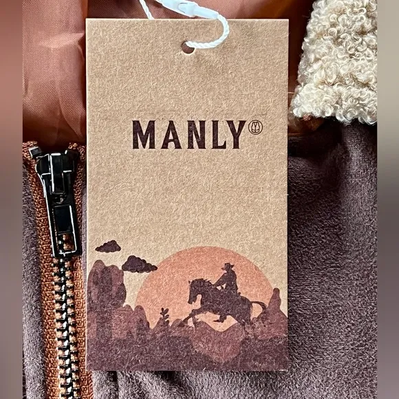 NWT MANLY Faux Suede, full zip Coat 2XL side-front pockets fits 48 Original Pkg.