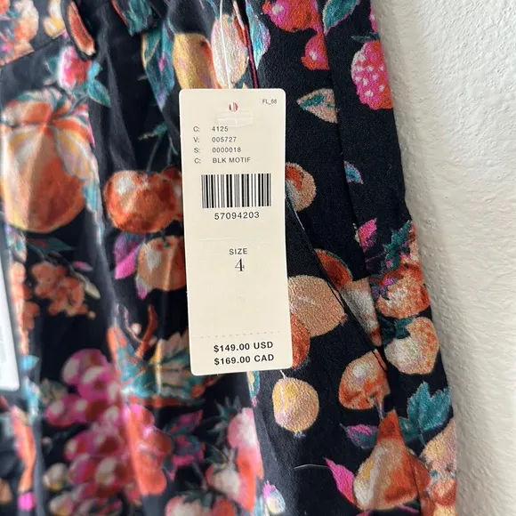 NWT PAIGE Anthropologie Ambrosia Fruit Tabby Short Black Multicolor Size 4