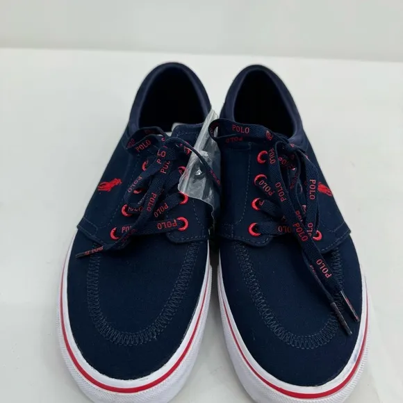 NWT POLO Ralph Lauren Faxon Low Size 9 Navy Blue/Red Pony Men's Boat Shoes