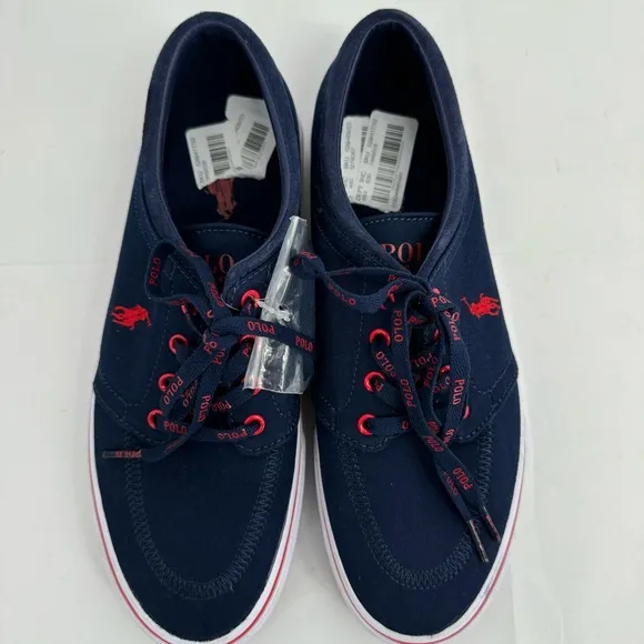 NWT POLO Ralph Lauren Faxon Low Size 9 Navy Blue/Red Pony Men's Boat Shoes