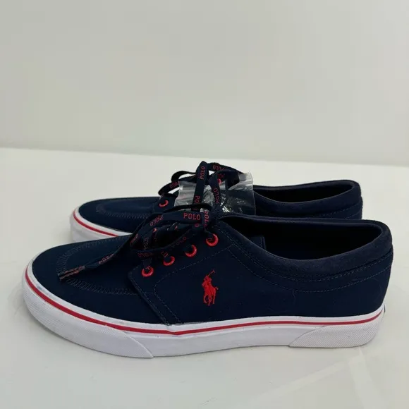 NWT POLO Ralph Lauren Faxon Low Size 9 Navy Blue/Red Pony Men's Boat Shoes