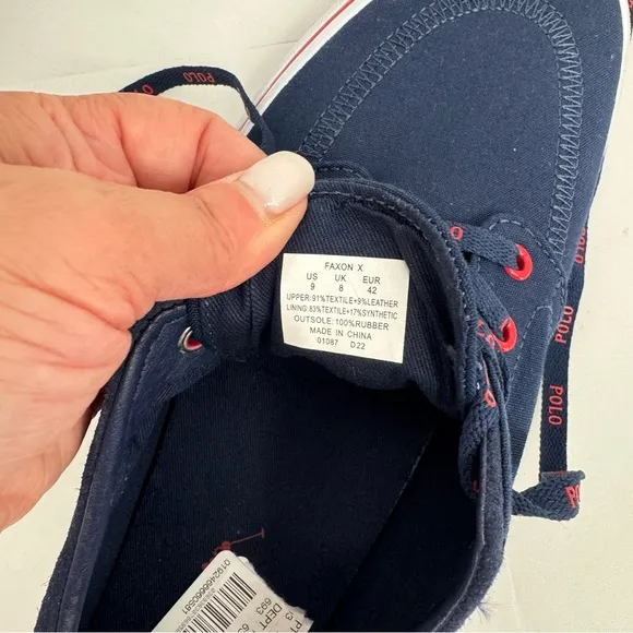 NWT POLO Ralph Lauren Faxon Low Size 9 Navy Blue/Red Pony Men's Boat Shoes