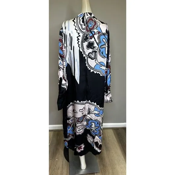 NWT Reiss Samara Pleat Front Midi Dress Black White Size 10 $475