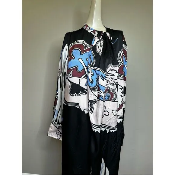 NWT Reiss Samara Pleat Front Midi Dress Black White Size 10 $475