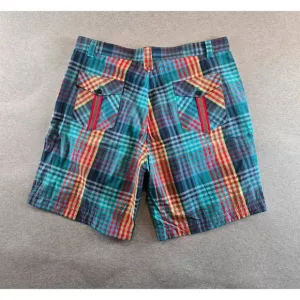 NWT Robert Graham Mens Shorts Sz 40 Aqua Sunspot Check Chino Preppy 9&quot; Inseam