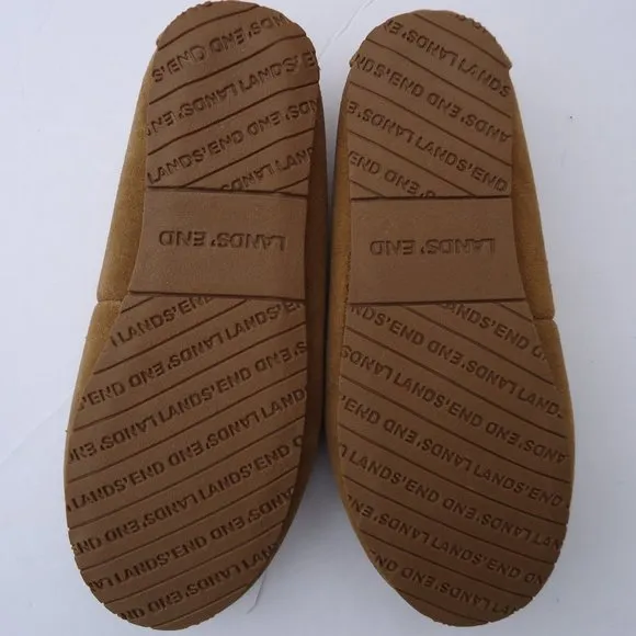 NWT. SIZE 2. LAND'S END suede leather moccasin slip-on shoes.
