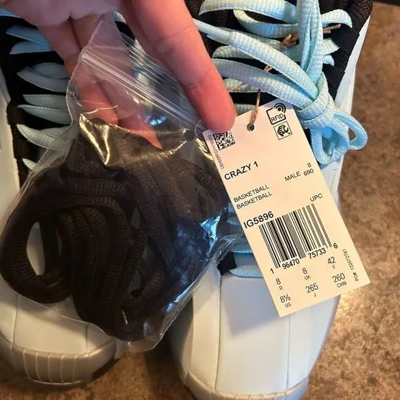 NWT Size 8 Adidas Kobe Ice Blue Crazy 1 Shoes