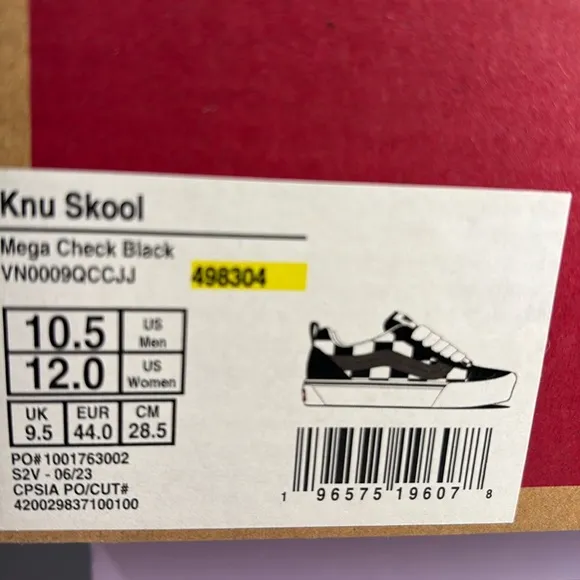 NWT Vans KNU Skool Mega Checkerboard Street/Skate Shoes Men’s 10.5
