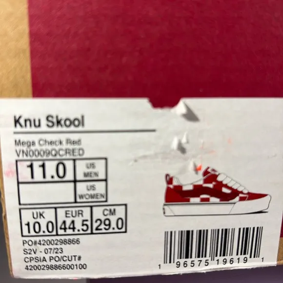 NWT Vans KNU Skool Mega Checkerboard Street/Skate Shoes Men’s 11