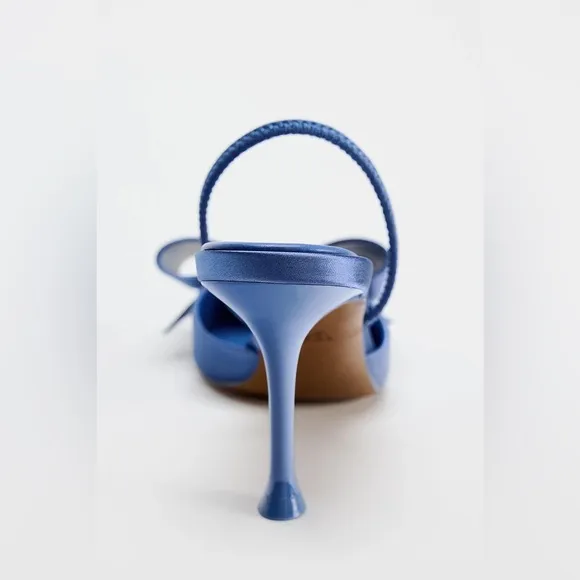 NWT. Zara Blue Satin Effect Stiletto Heeled Shoes. Size 6,5.
