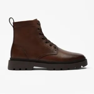 NWT. Zara Man Brown Faux Leather Lace-Up Combined Boots. Size 8, 9, 10, 11.
