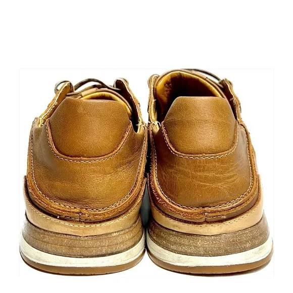 OluKai HUAKA'I LI Tan Leather Drop Heel Boat Shoe Lace Up Shoe Mens 12