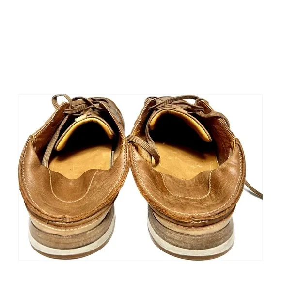 OluKai HUAKA'I LI Tan Leather Drop Heel Boat Shoe Lace Up Shoe Mens 12