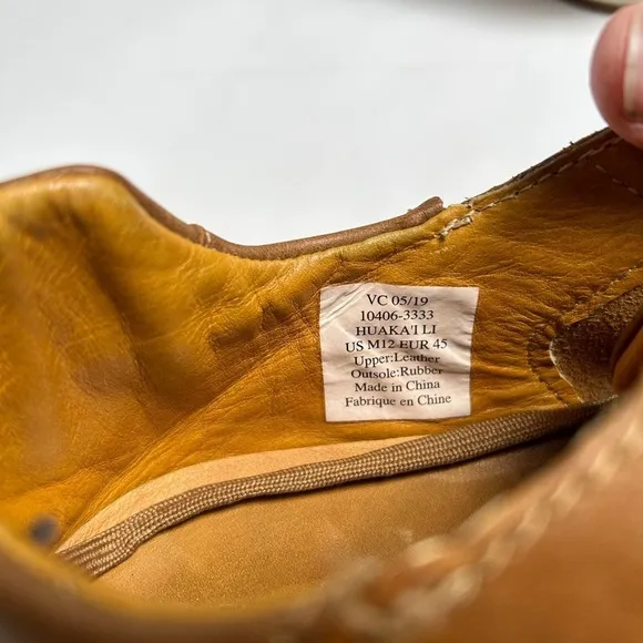 OluKai HUAKA'I LI Tan Leather Drop Heel Boat Shoe Lace Up Shoe Mens 12