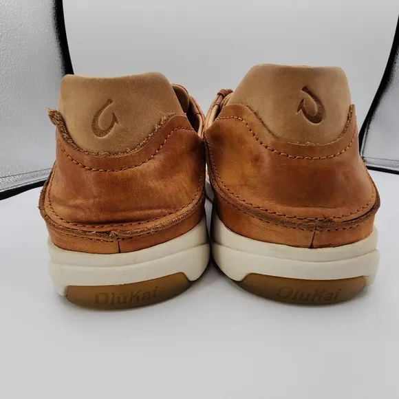 Olukai Lae'ahi Li Ili Shoes Mens 11 Brown Distressed Aged Leather Sneakers