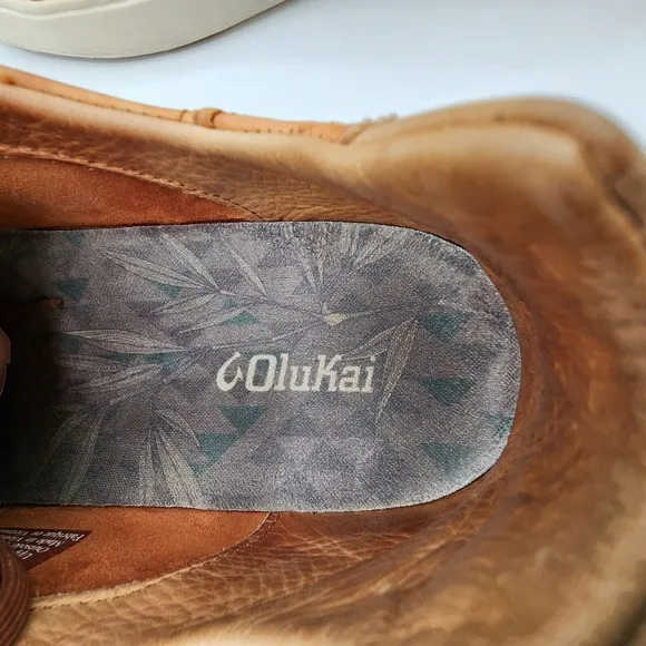 Olukai Lae'ahi Li Ili Shoes Mens 11 Brown Distressed Aged Leather Sneakers