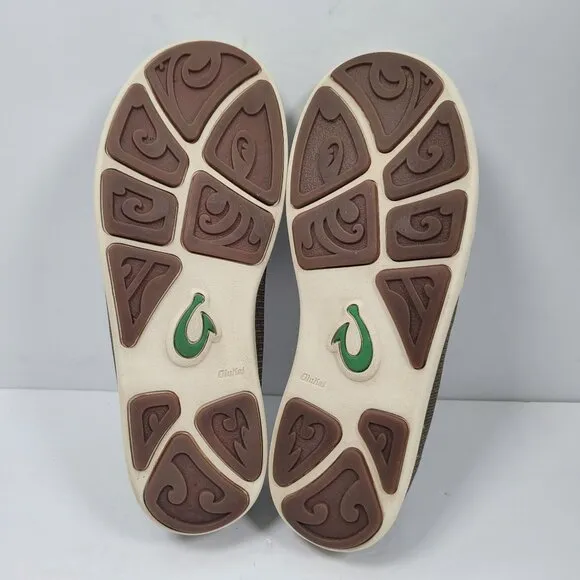 Olukai Men's Brown &amp; Green Mesh Slip-On Casual Shoes 10188-13AP US Size 9