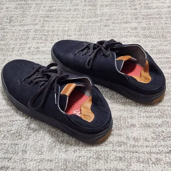 OluKai men's Lae' Ahi Li canvas sneakers shoes black size 10, 43 EU