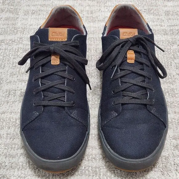 OluKai men's Lae' Ahi Li canvas sneakers shoes black size 10, 43 EU