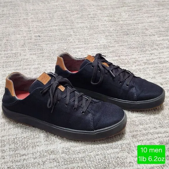 OluKai men's Lae' Ahi Li canvas sneakers shoes black size 10, 43 EU