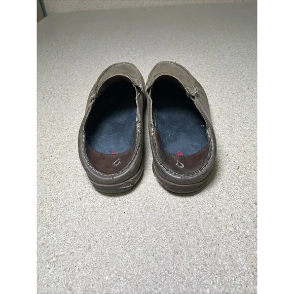 OluKai Moloa Brown Leather Collapsible Heel Loafers Shoes Mens Size 10.5