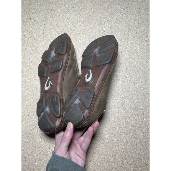 OluKai Moloa Brown Leather Collapsible Heel Loafers Shoes Mens Size 10.5