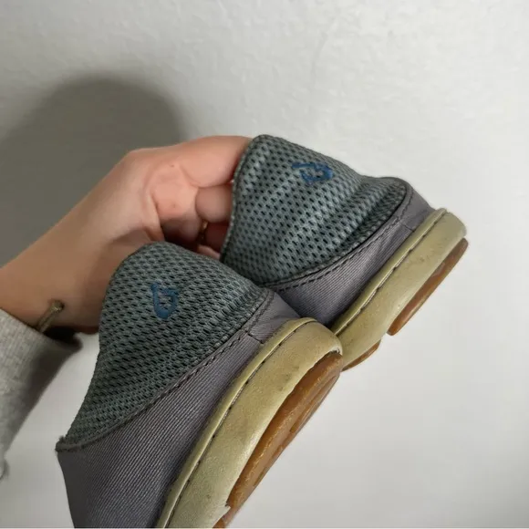 Olukai Nohea Moku Men’s No Tie Boat Shoes Gray Size 10