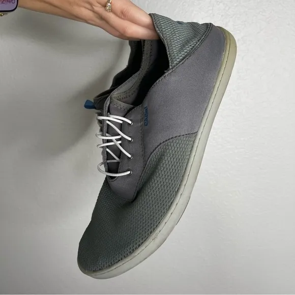 Olukai Nohea Moku Men’s No Tie Boat Shoes Gray Size 10
