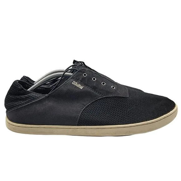 OluKai Nohea Moku Mens Size 12 Black Lace Up Boat Casual Shoes 10283-OXOX