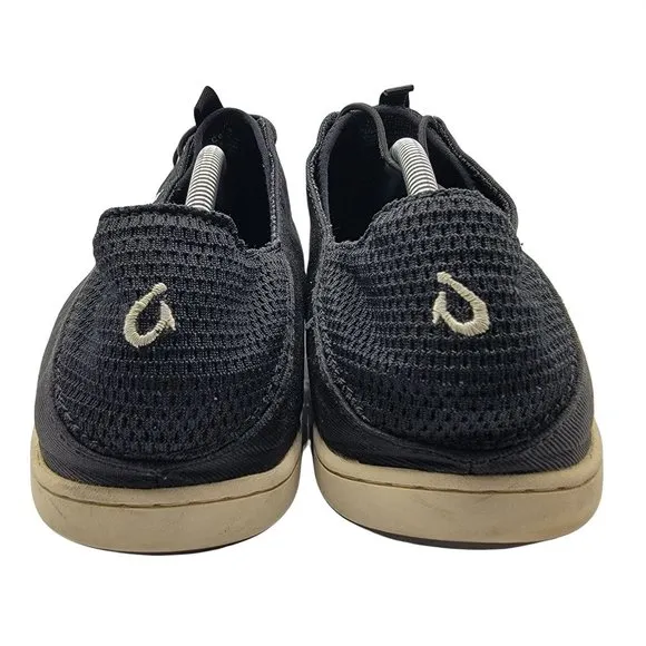 OluKai Nohea Moku Mens Size 12 Black Lace Up Boat Casual Shoes 10283-OXOX