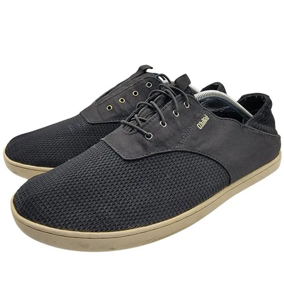 OluKai Nohea Moku Mens Size 12 Black Lace Up Boat Casual Shoes 10283-OXOX