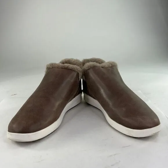 Olukai Malua Hulu Women's Fur Lined Booties US 7 Brown Leather Slip Boot Shoes