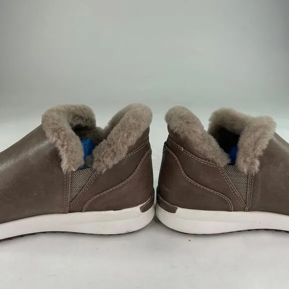 Olukai Malua Hulu Women's Fur Lined Booties US 7 Brown Leather Slip Boot Shoes