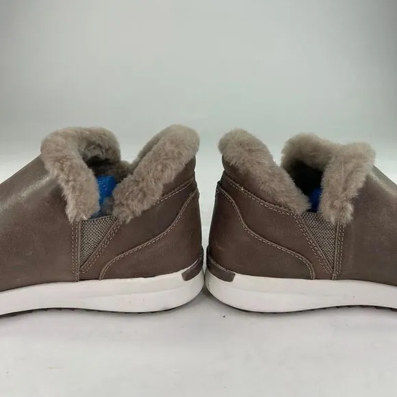 Olukai Malua Hulu Women's Fur Lined Booties US 7 Brown Leather Slip Boot Shoes