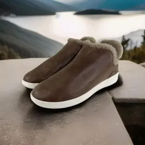 Olukai Malua Hulu Women's Fur Lined Booties US 7 Brown Leather Slip Boot Shoes