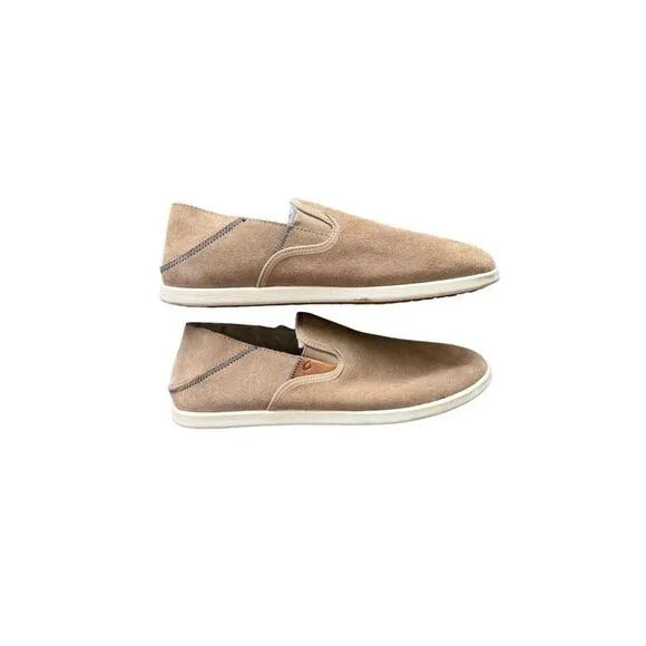 OluKai Mens Tan Suede Hele Malie Slip-On Loafer Shoes Size 10M