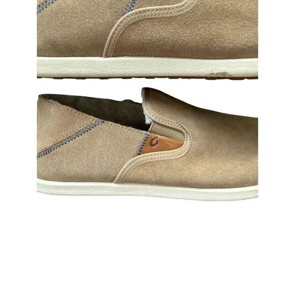 OluKai Mens Tan Suede Hele Malie Slip-On Loafer Shoes Size 10M