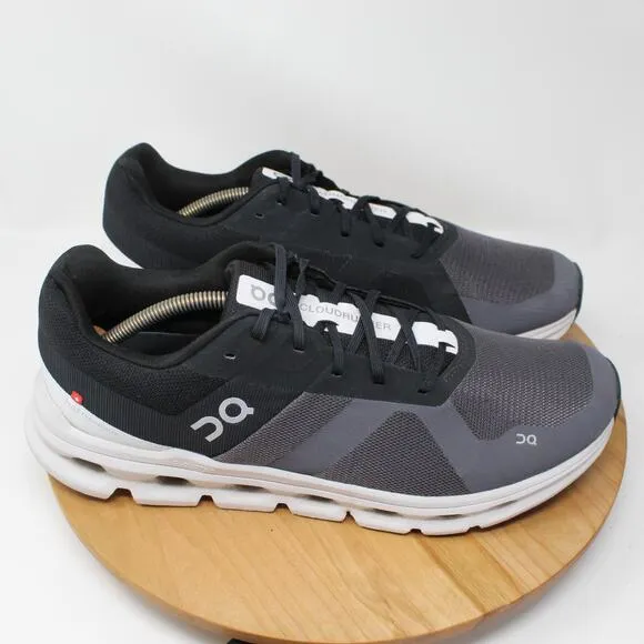 On Cloud Shoes Mens 13 Cloudrunner Running Sneakers Gray Black Gym Workout