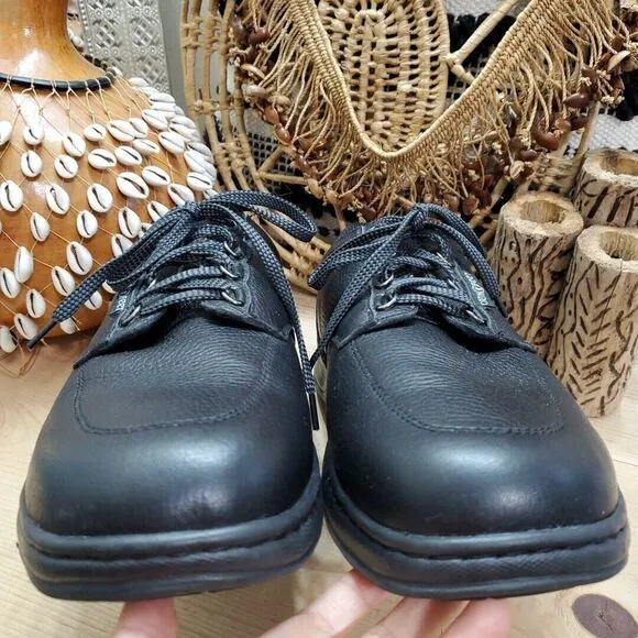 Orthofeet Avery Men's 11M Island Orthotic Walking Shoes Black Leather Lace Up