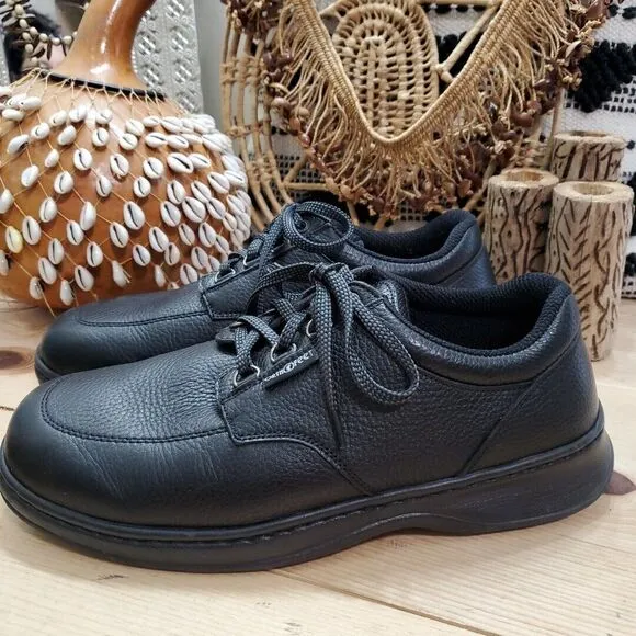 Orthofeet Avery Men's 11M Island Orthotic Walking Shoes Black Leather Lace Up