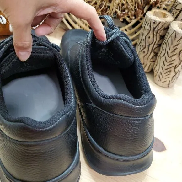 Orthofeet Avery Men's 11M Island Orthotic Walking Shoes Black Leather Lace Up