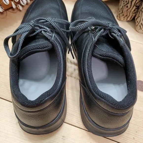 Orthofeet Avery Men's 11M Island Orthotic Walking Shoes Black Leather Lace Up