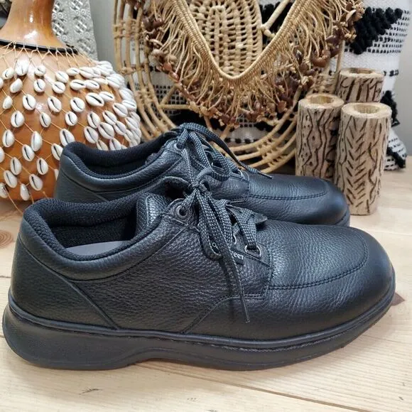 Orthofeet Avery Men's 11M Island Orthotic Walking Shoes Black Leather Lace Up