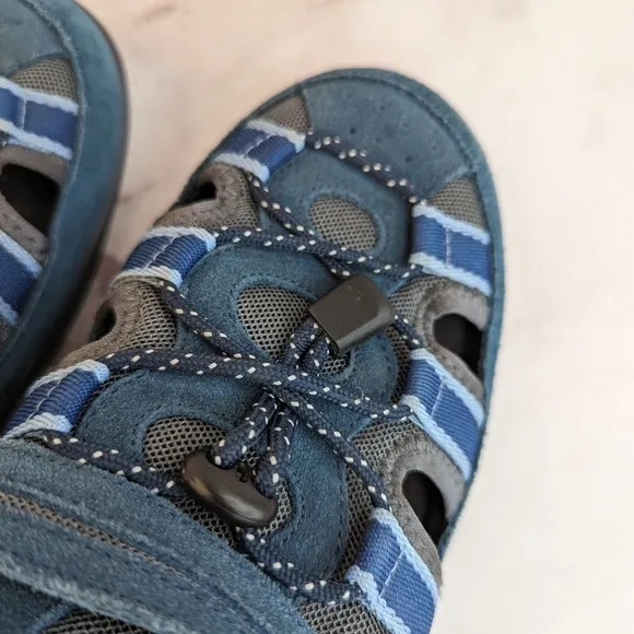 ORTHOFEET Sandal Womens Size 8 2E X Wide Blue Leather Suede Shoes Naples