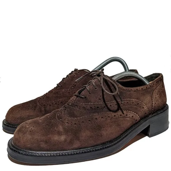 Oval Room Indie Company Women's Brown Clunky Stacked Heel Suede Oxford  Sz 9