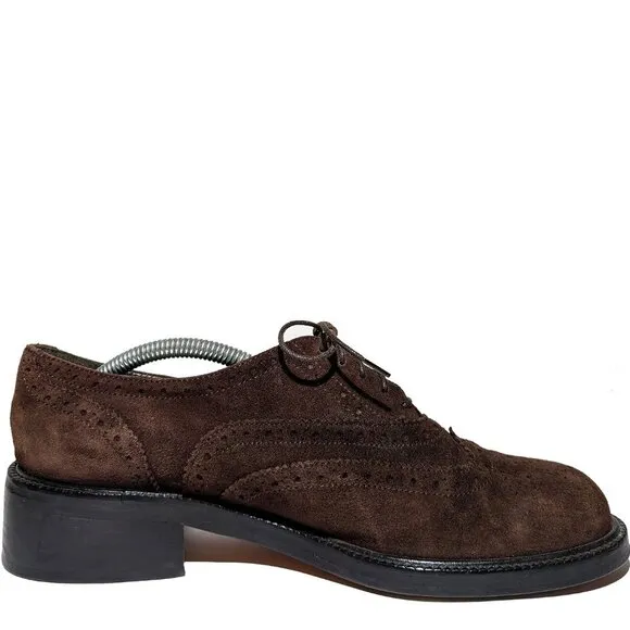 Oval Room Indie Company Women's Brown Clunky Stacked Heel Suede Oxford  Sz 9