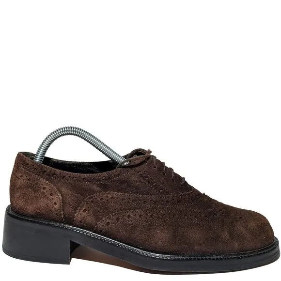 Oval Room Indie Company Women's Brown Clunky Stacked Heel Suede Oxford  Sz 9