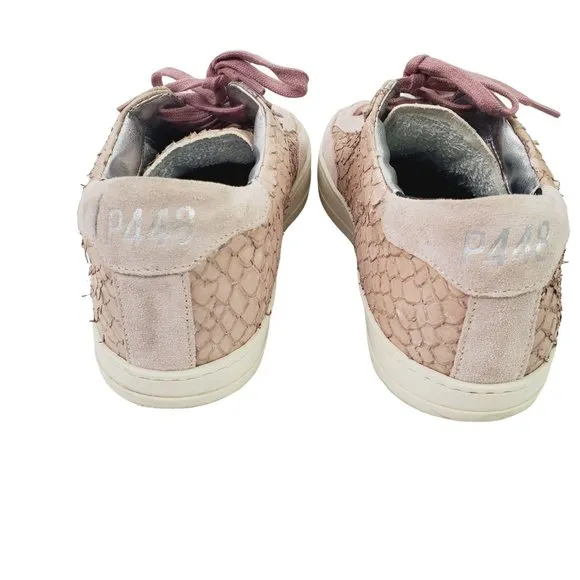 P448 John Pink Python Low Top Sneaker Made in ITALY Size 37 MSRP $285.00