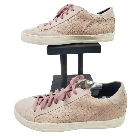 P448 John Pink Python Low Top Sneaker Made in ITALY Size 37 MSRP $285.00