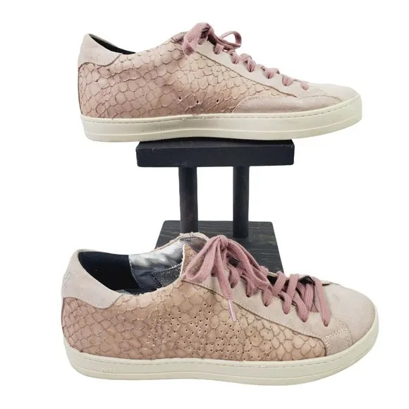 P448 John Pink Python Low Top Sneaker Made in ITALY Size 37 MSRP $285.00